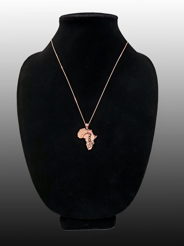 Rose Gold Africa Map Adinkra Sankofa Pendant Necklace