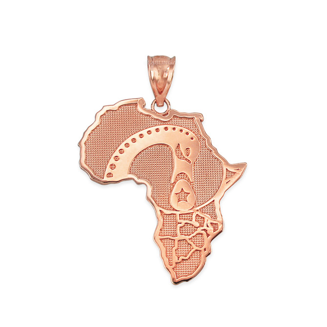 Rose Gold Africa Map Adinkra Sankofa Pendant Necklace