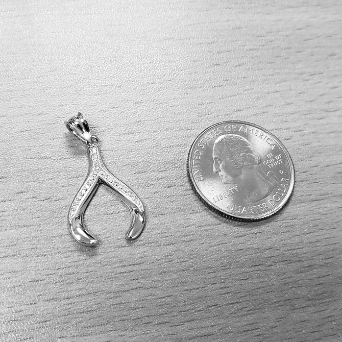 Rose Gold Diamond Wishbone Pendant Necklace