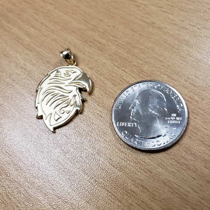 Yellow Gold Eagle Head Pendant Necklace