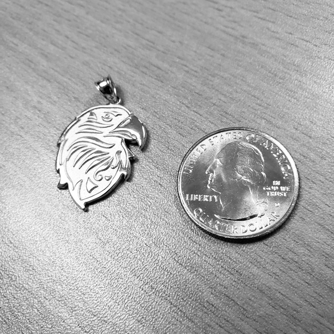 White Gold Eagle Head Pendant Necklace