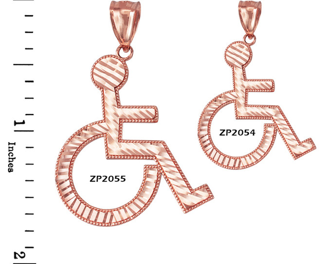Rose Gold Handicap Sign Wheelchair Emoji DC Pendant (Small / Large)