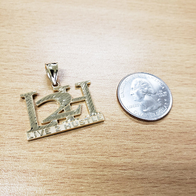 Yellow Gold L2H Live 2 Hustle Hip-Hop DC Pendant