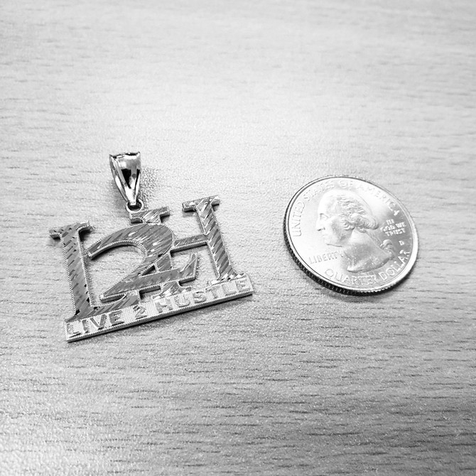 White Gold L2H Live 2 Hustle Hip-Hop DC Pendant