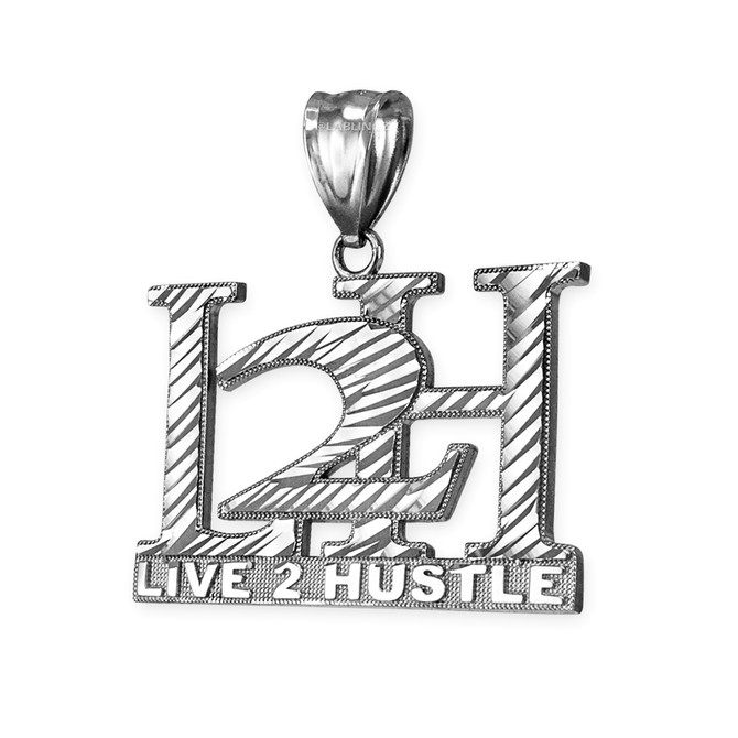 White Gold L2H Live 2 Hustle Hip-Hop DC Pendant
