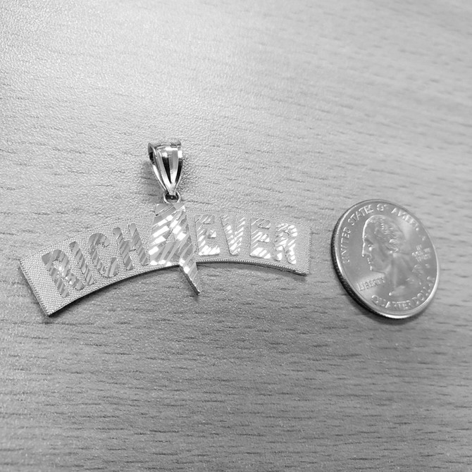 Rose Gold RICH 4 EVER  Hip-Hop DC Pendant