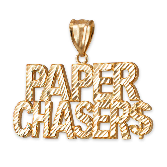 Yellow Gold PAPER CHASER$ Hip-Hop DC Pendant