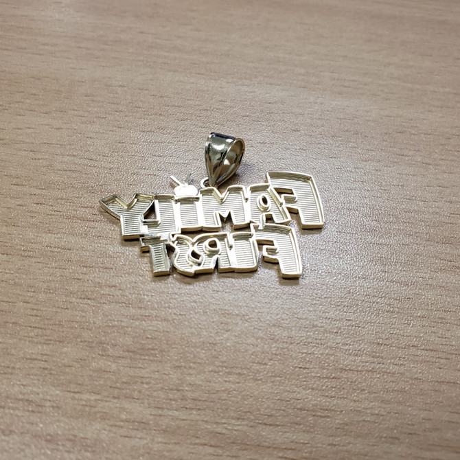 Yellow Gold FAMILY FIRST Hip-Hop DC Pendant