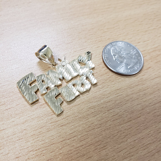 Yellow Gold FAMILY FIRST Hip-Hop DC Pendant