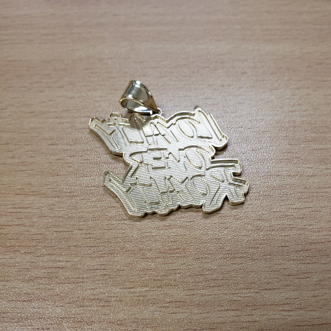 Yellow Gold LOYALTY OVER ROYALTY Hip-Hop DC Pendant