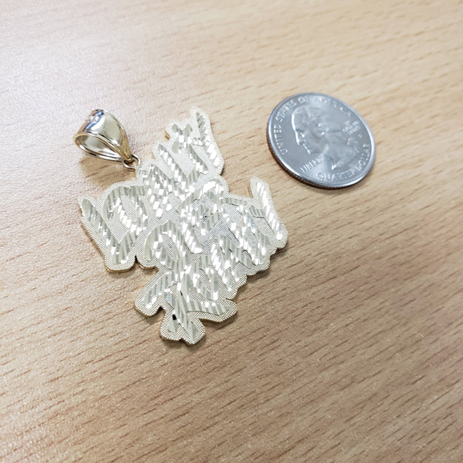 Yellow Gold LOYALTY OVER ROYALTY Hip-Hop DC Pendant