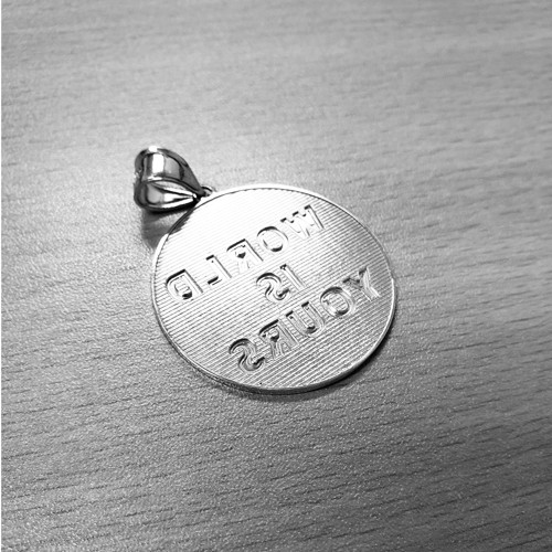 White Gold WORLD IS YOURS DC Medal Pendant