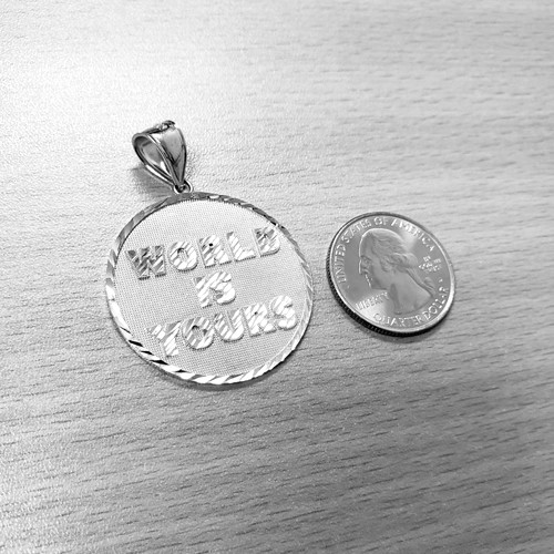 White Gold WORLD IS YOURS DC Medal Pendant
