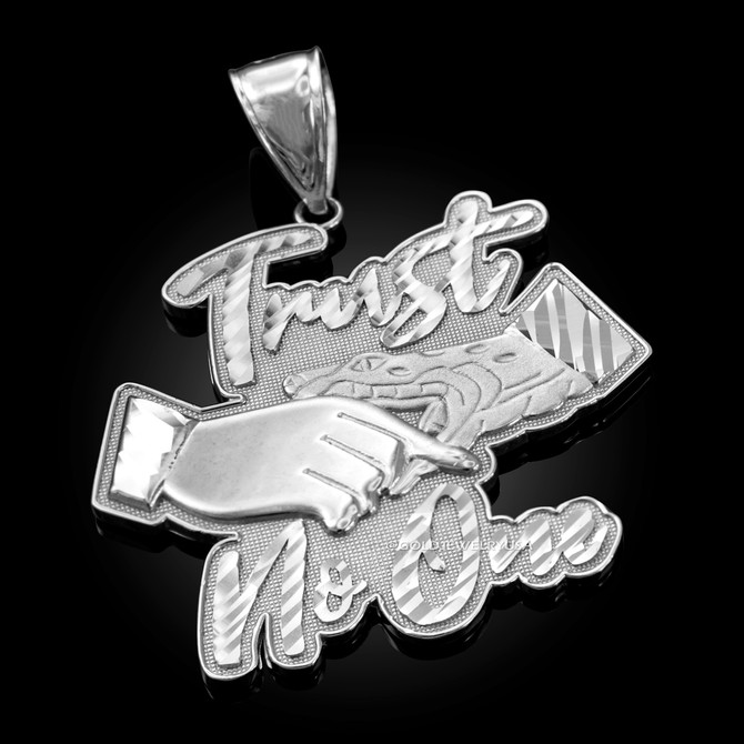 White Gold TRUST NO ONE Hip-Hop Pendant