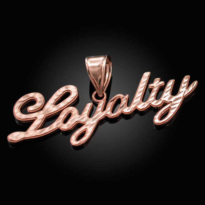 Rose Gold LOYALTY Script Hip-Hop DC Pendant