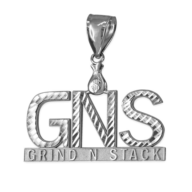 White Gold GNS Grind-N-Stack Hip-Hop DC Pendant