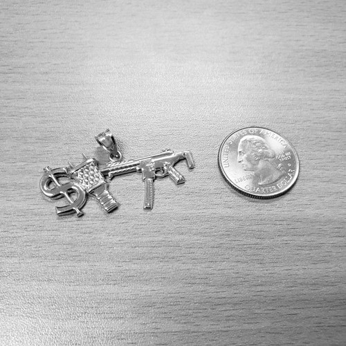 Rose Gold Dollar Plug Gun Hip Hop Pendant Necklace