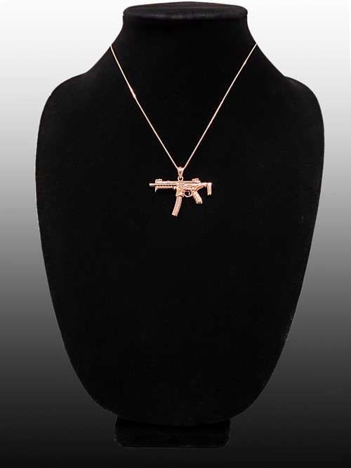 Rose Gold SMG Gun Pendant Necklace