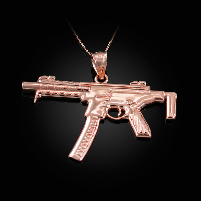 Rose Gold SMG Gun Pendant Necklace