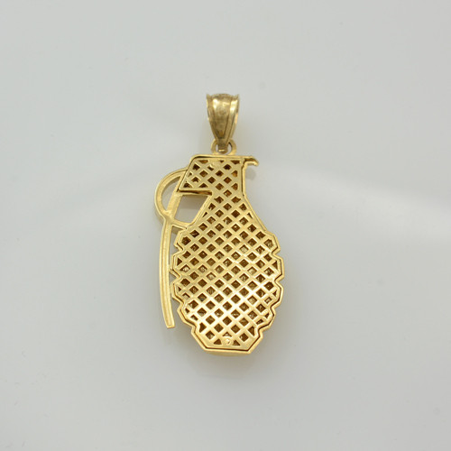 Yellow Gold Grenade Satin DC Pendant Necklace