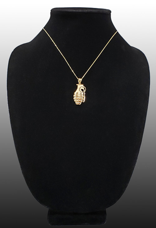 Yellow Gold Grenade Satin DC Pendant Necklace