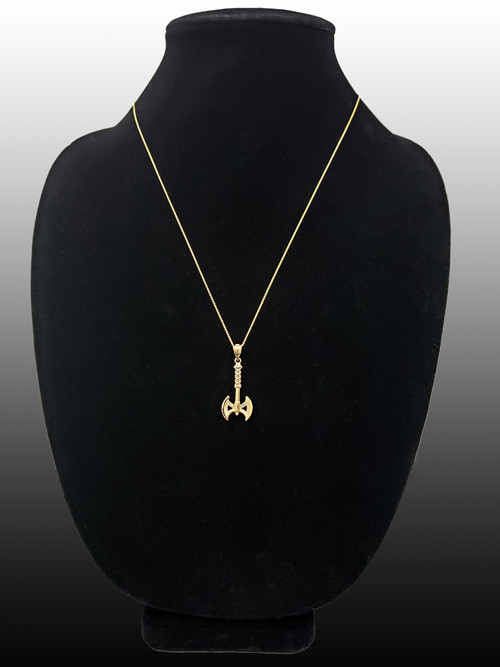 Yellow Gold Viking Tomahawk Axe Pendant Necklace