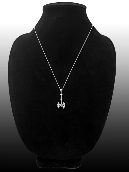 White Gold Viking Tomahawk Axe Pendant Necklace