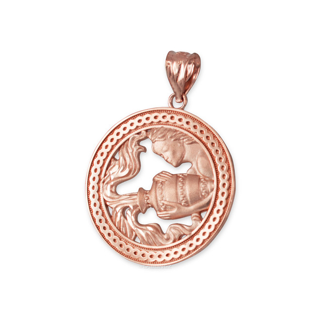 Rose Gold Zodiac Medallion Satin DC Pendant Necklace