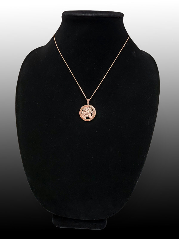 Rose Gold Zodiac Medallion Satin DC Pendant Necklace