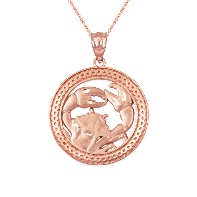 Rose Gold Zodiac Medallion Satin DC Pendant Necklace