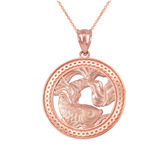 Rose Gold Zodiac Medallion Satin DC Pendant Necklace