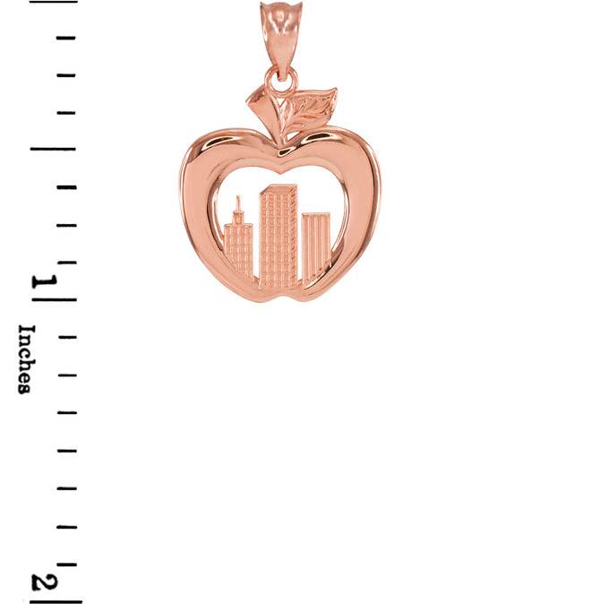 Rose Gold New York City (NYC) Big Apple Pendant Necklace