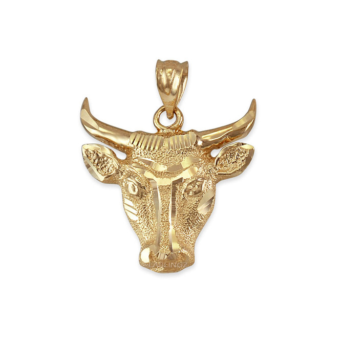 Yellow Gold Bull Head DC Pendant Necklace