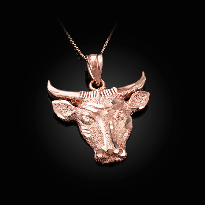 Rose Gold Bull Head DC Pendant Necklace