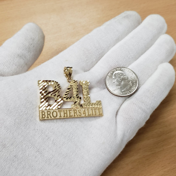 Yellow Gold B4L Brothers 4 Life Mens DC Pendant