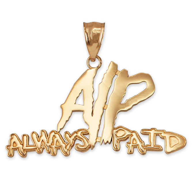 Polished Yellow Gold ALWAYS PAID Hip-Hop Pendant