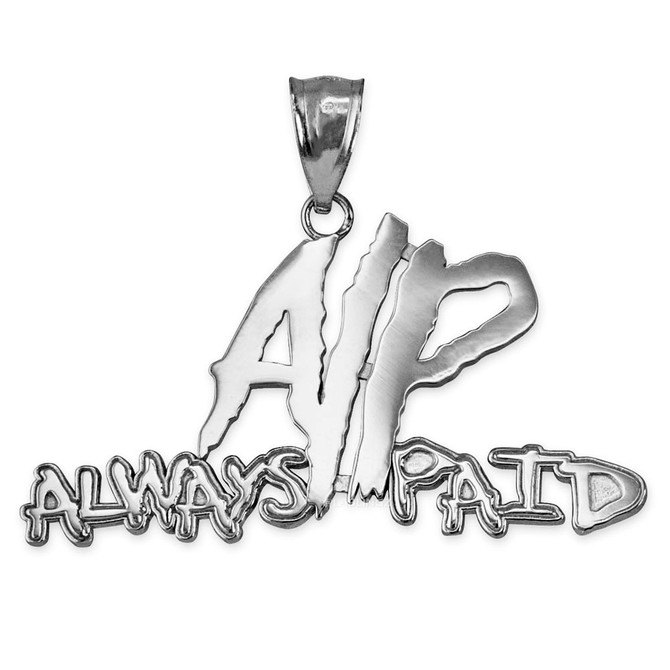 Polished White Gold ALWAYS PAID Hip-Hop Pendant