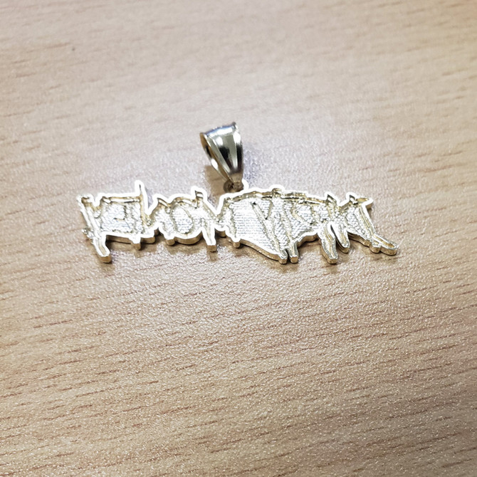Polished Yellow Gold DIRTY MONEY Hip-Hop Pendant