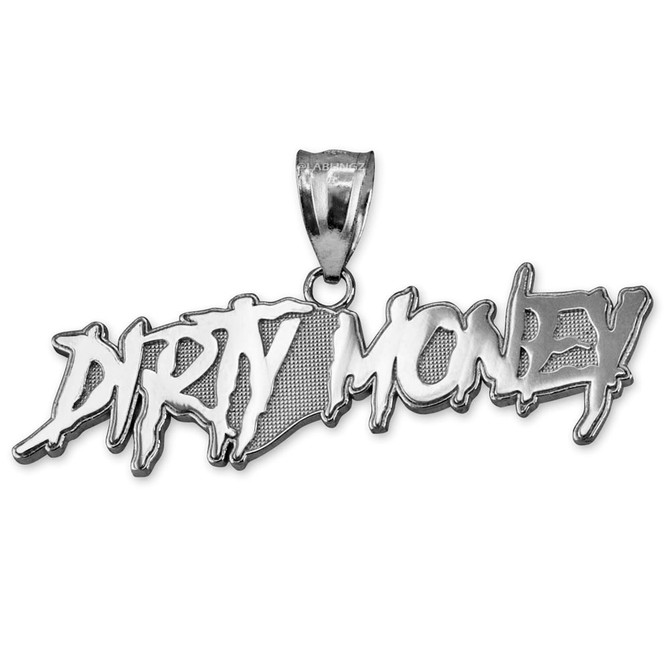 Polished White Gold DIRTY MONEY Hip-Hop Pendant
