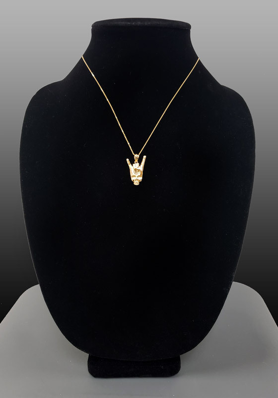 Rock On Yellow Gold Skull Pendant Necklace