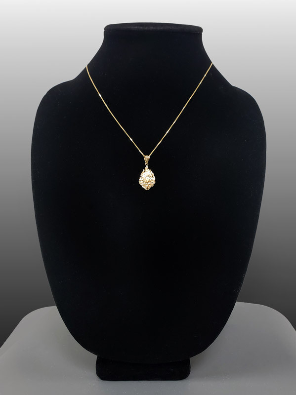 Flaming Skull Yellow Gold Pendant Necklace