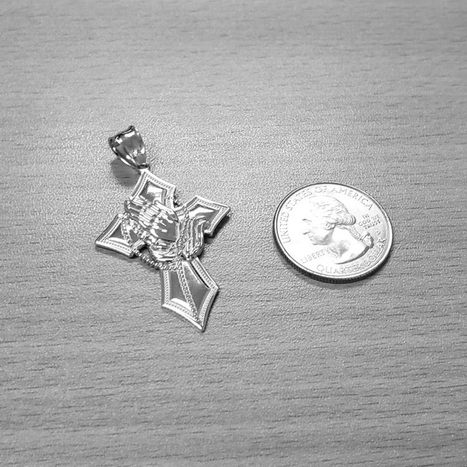 Rose Gold Praying Hands Catholic Cross Pendant