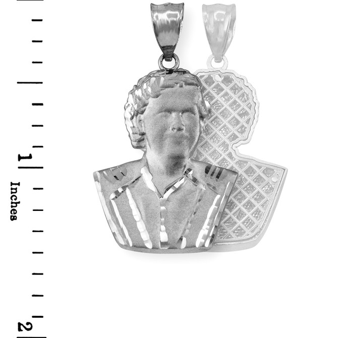 White Gold El Patron Pablo Escobar Satin DC Pendant