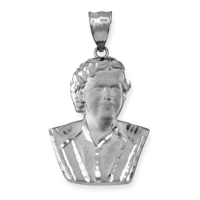 White Gold El Patron Pablo Escobar Satin DC Pendant