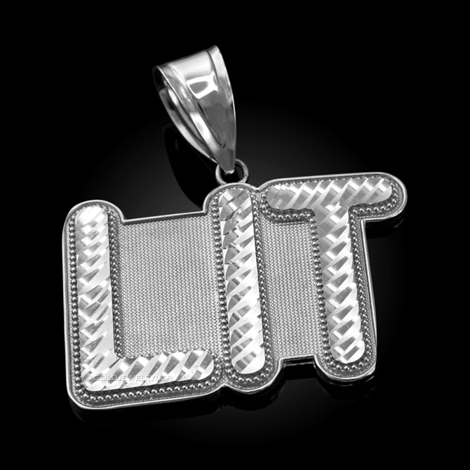 White Gold LIT Mens DC Pendant