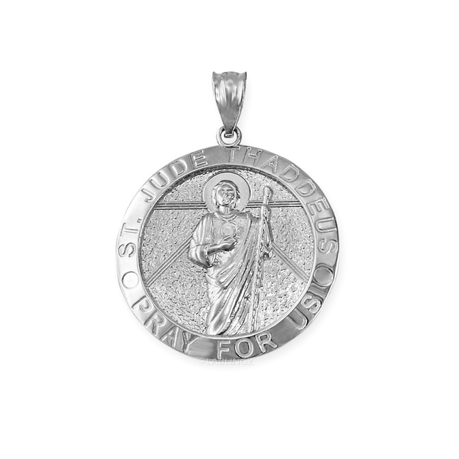White Gold St. Jude Thaddeus Pendant Necklace