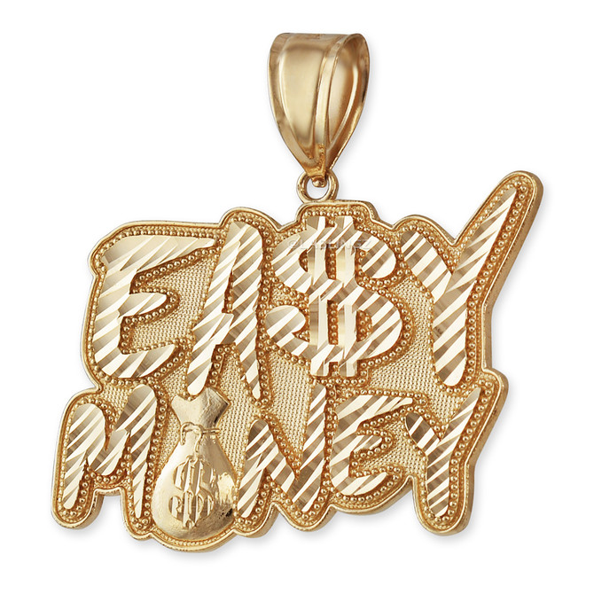Gold EASY MONEY Cash Bag Hip-Hop DC Pendant
