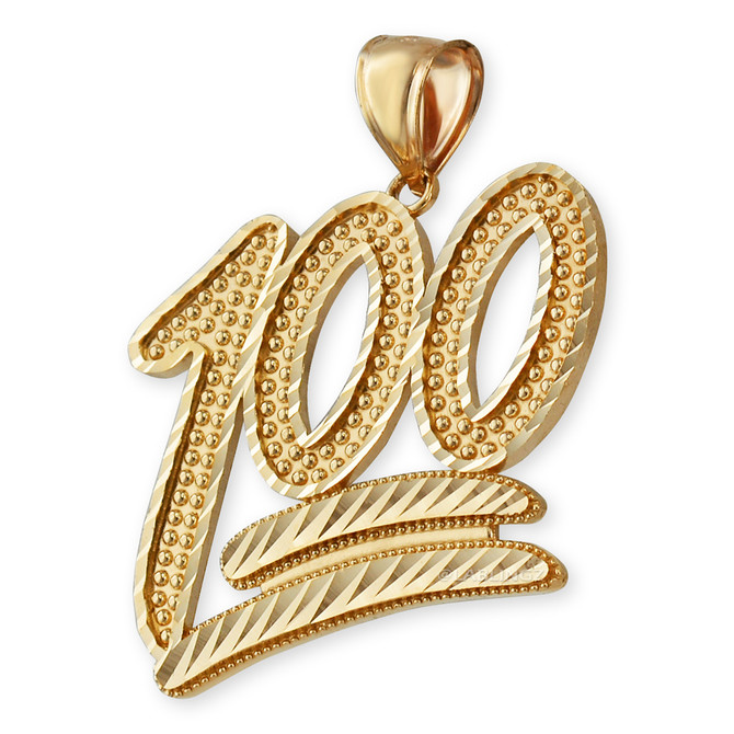 Gold 100 Emoji Sparkle-cut Pendant