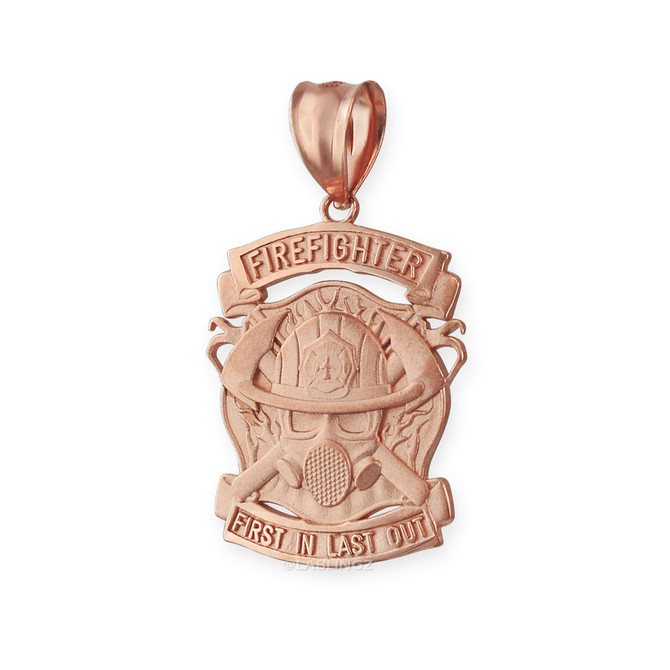 Satin Gold Firefighter Pendant Necklace