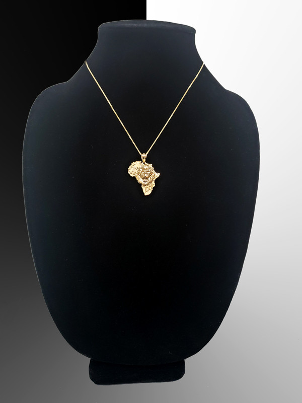 Gold Africa Lion Pendant Necklace